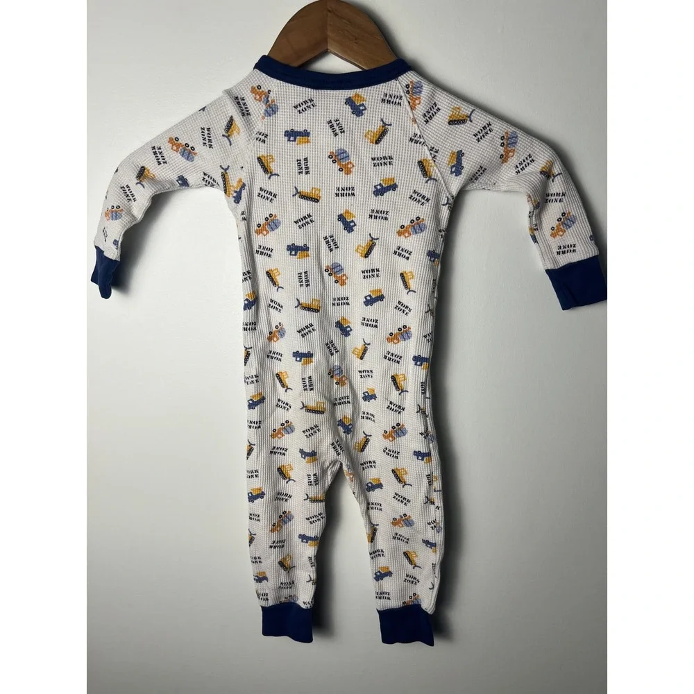 VTG Y2K Just One Year Carter's Sleeper Baby 18M White Construction Waffle Knit